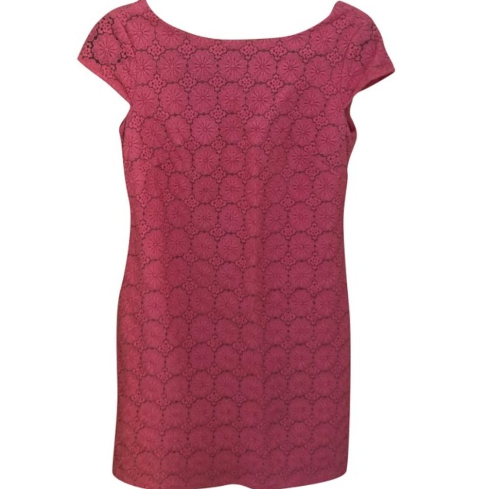 Lily Pulitzer Pink Lace and Stitched Flower Cocktail Dress